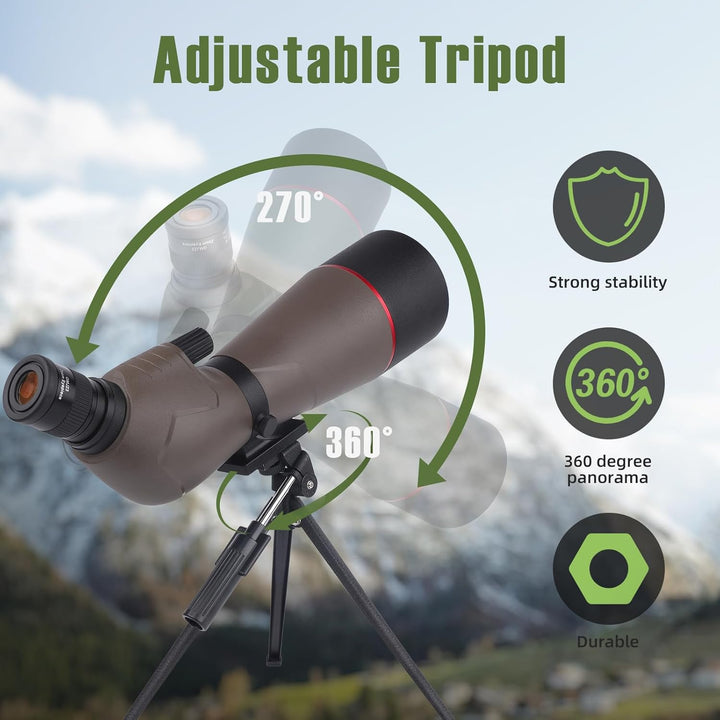 HD Spektiv Sportschützen mit Stativ- und Smartphone-Adapter, Zoom Bak4 Prism FMC Lens 45-Grad-abgewi