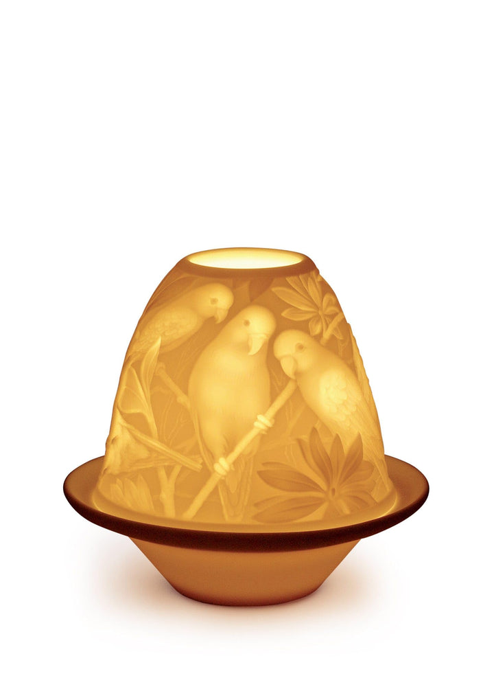 LLADRÓ Lithophanie Mit Teller Papageien. Litophane. Porzellan.