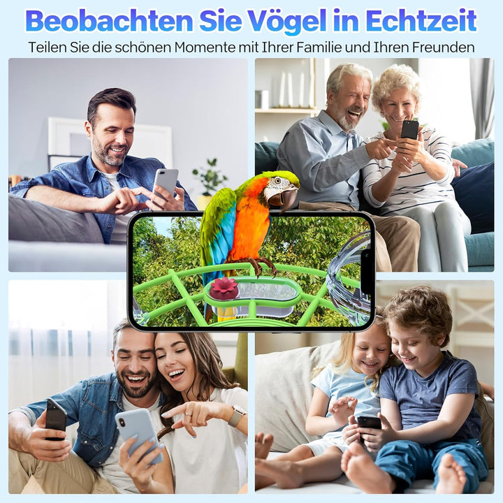 Vogelhaus mit Kamera Solar vogelhaus für den Aussenbereich, 4K mini vogelhaus Kamera, Wetterfest IP6