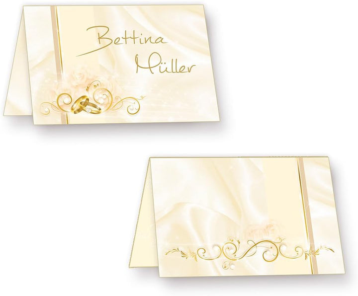 Tischkarten Hochzeit PERLMUTT (80 Stück) hinreissend schöne Platzkarten mit Ringen & Ranken, 80