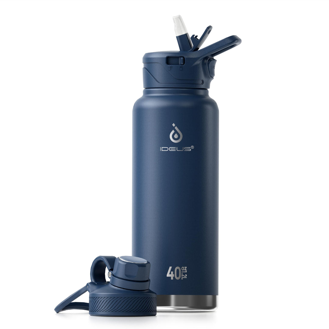 IDEUS Vakuumisolierte Wasserflasche, 40oz (1140 ml) Edelstahl Doppelwand Flasche Metall Sport Kantin
