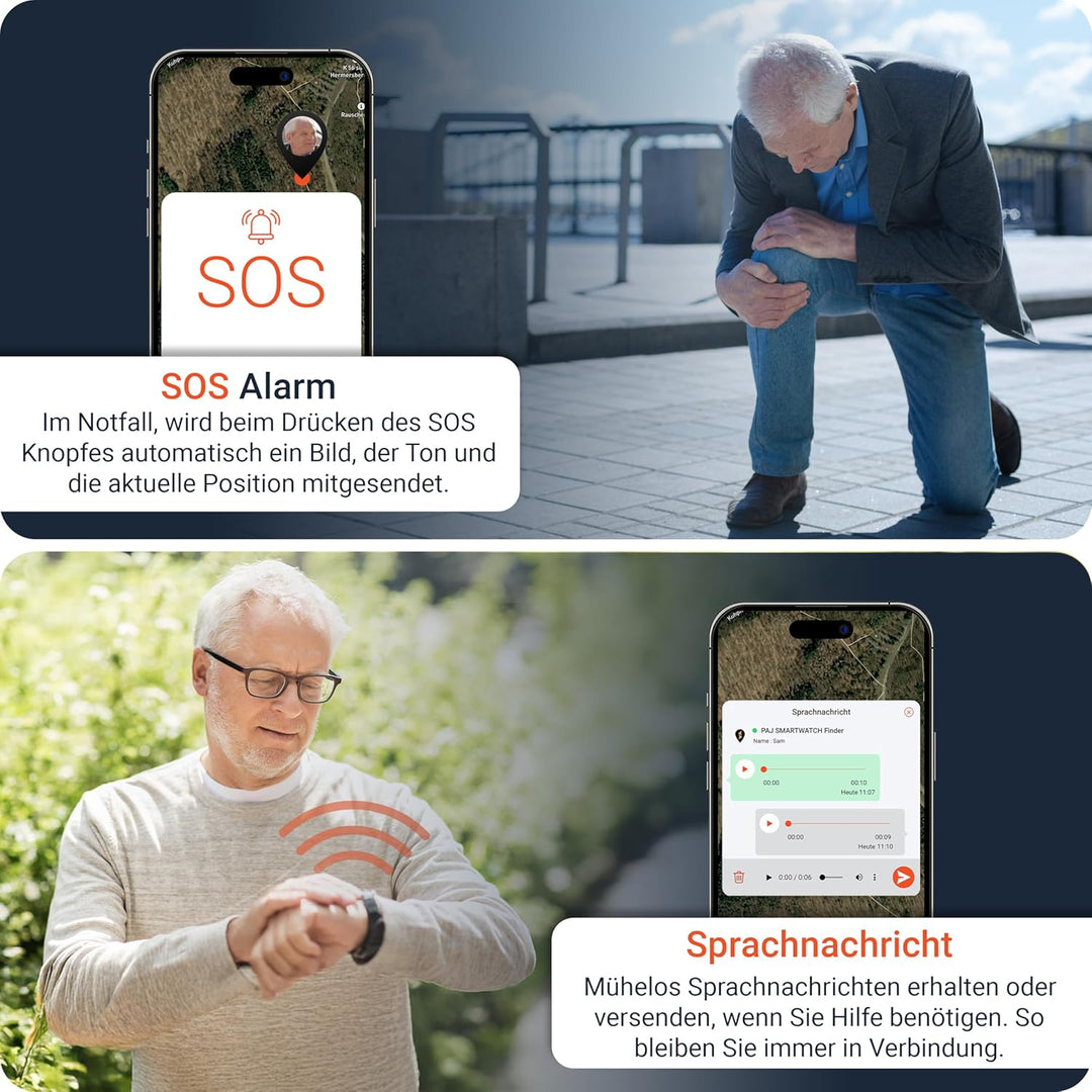 PAJ SMARTWATCH Finder 4G für Kinder & Senioren - GPS Tracker, SOS Alarm, Kamera, Sprachnachrichten,
