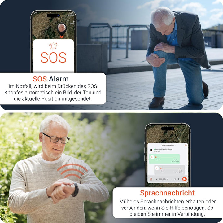 PAJ SMARTWATCH Finder 4G für Kinder & Senioren - GPS Tracker, SOS Alarm, Kamera, Sprachnachrichten,