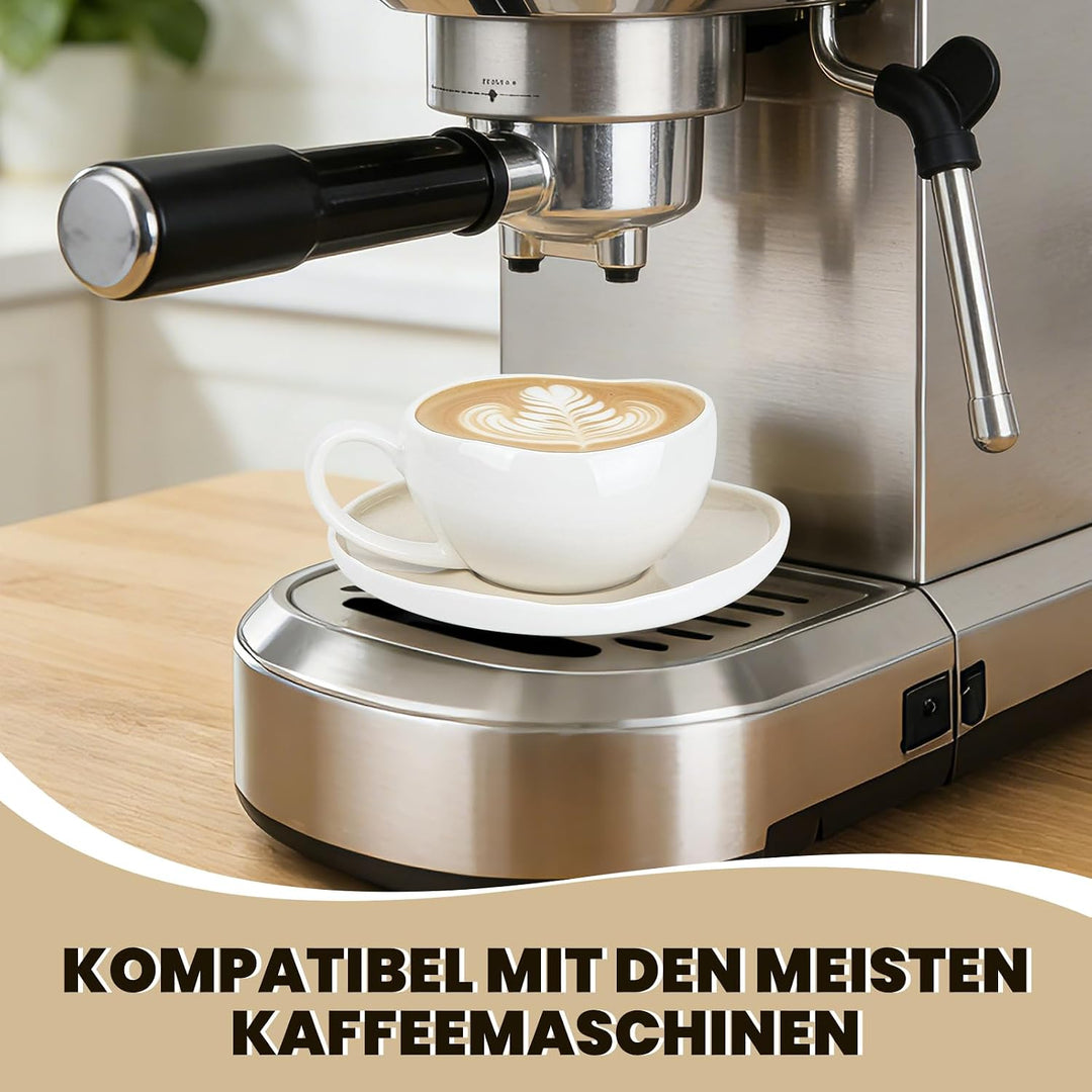 HOMELUX Espressotassen Set 6-Teilig mit Untertasse, 120ml Keramik,Hellbeige | Kaffeetassen Mit Unter