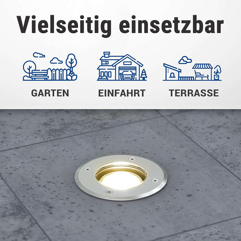 lambado® LED Bodenstrahler flach für Aussen IP67 - Wasserdicht & Befahrbar inkl. 5W Strahler dimmbar