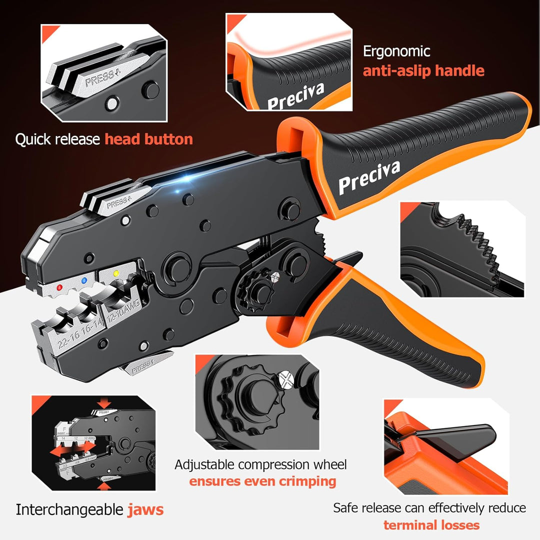 Crimpzange Set, Preciva Ratsche Kabel Crimpzange Werkzeug Kit, Elektrische Terminal Kabel Crimper mi