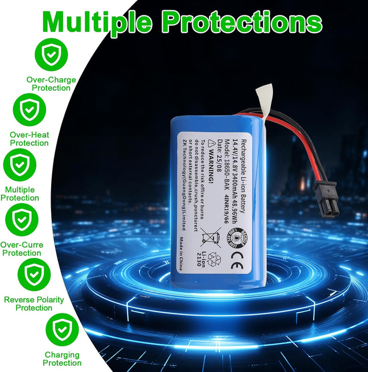 3400mAh Ersatzakku Kompatibel mit Tikom G8000 PRO Roboterstaubsauger Akku für Tikom G8000 PRO