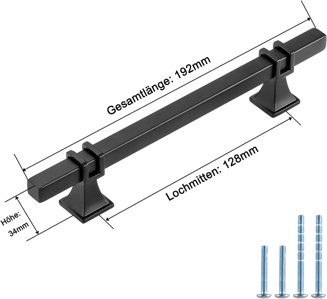 LONTAN 20 Stück Möbelgriffe Schwarz 128mm Griffe für Küchenschränke Schrankgriffe aus Edelstahl Schu