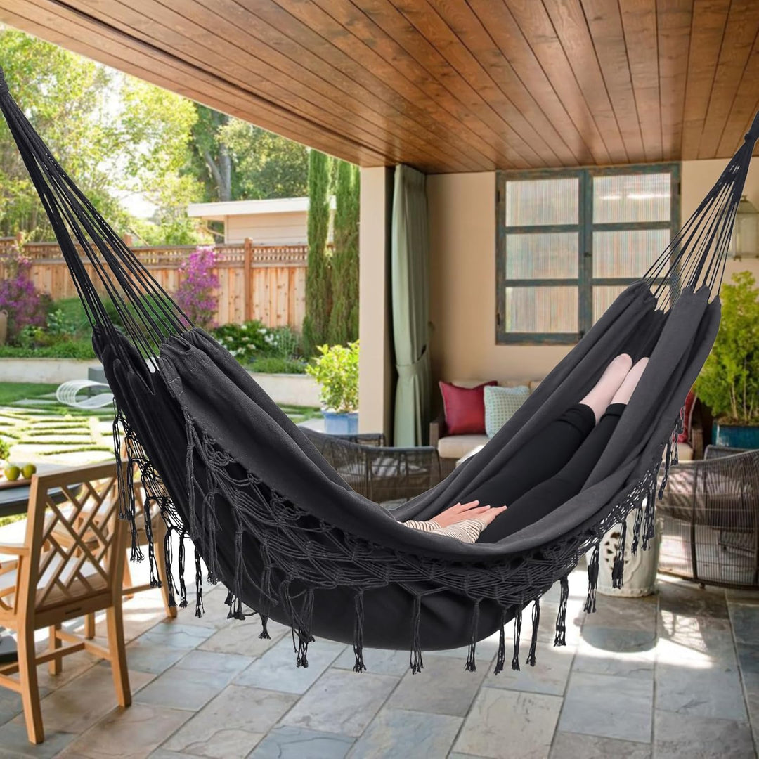 Hängematte Outdoor Boho Hängematte 2 Personen, Tragfähigkeit bis zu 204kg, tragbar mit Tragetasche f