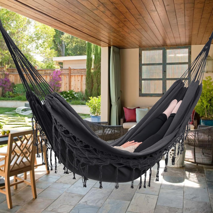 Hängematte Outdoor Boho Hängematte 2 Personen, Tragfähigkeit bis zu 204kg, tragbar mit Tragetasche f