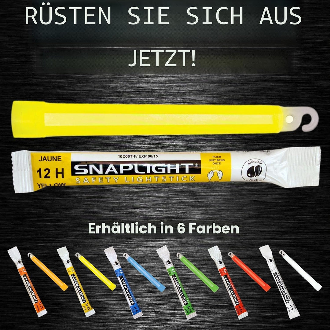 Cyalume SnapLight Knicklichter in Gelb (10-er Pack) - 15 cm Glow Sticks mit Haken am Ende - ultra he