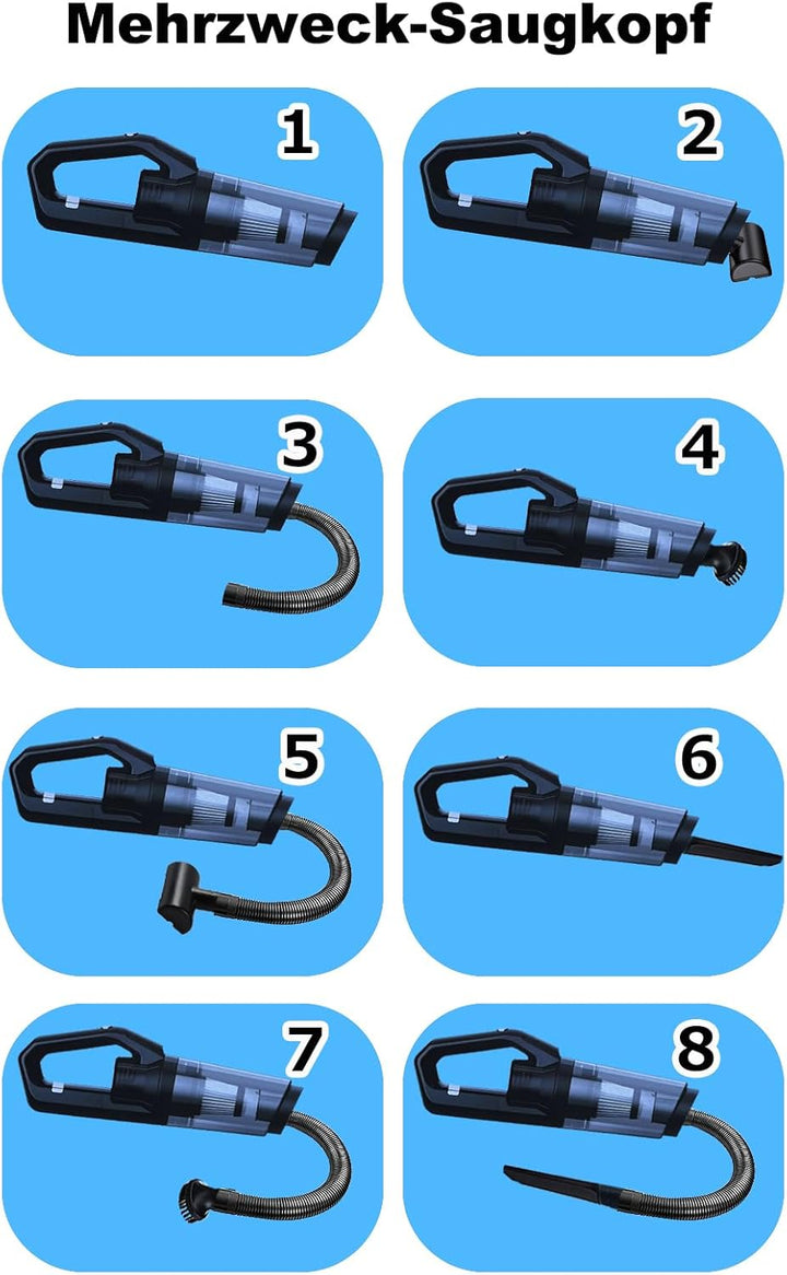 Handstaubsauger,16000Pa Handstaubsauger Akku Testsieger Beutellos,120W Autostaubsauger Stark Mini Na