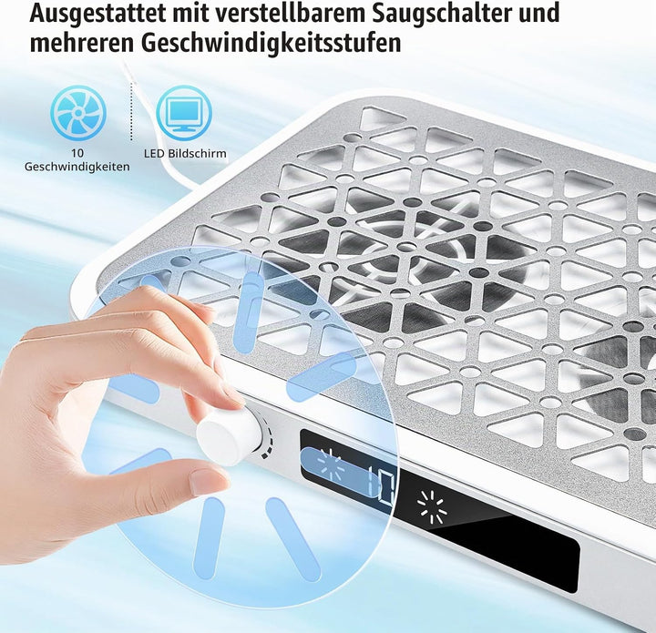EBANKU Professioneller Nagelstaubsauger, Tragbarer 1600 PA Staubsauger, 10 Geschwindigkeiten, Einweg