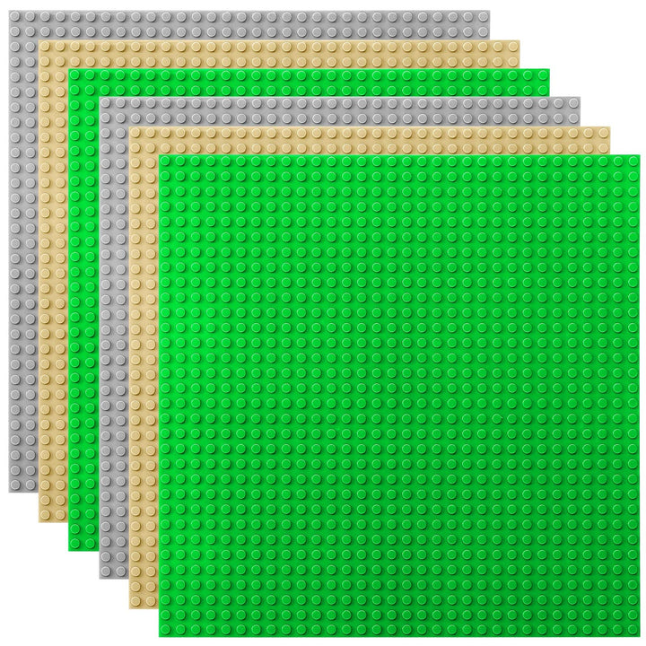 Lekebaby 6 Platten-Set Bauplatte Kompatibel mit Meisten Marken, 25 * 25cm, Grün Hellgrau Sande Grund
