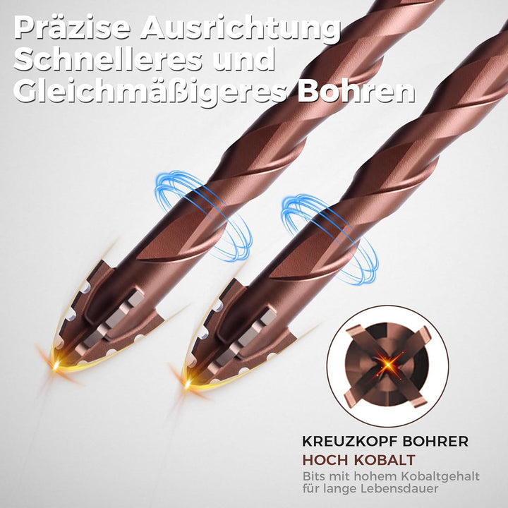 Fliesenbohrer Set 10 tlg, Steinbohrer Set mit Kobalt, Glasbohrer set 3-12mm, 6,35 mm Sechskantschaft