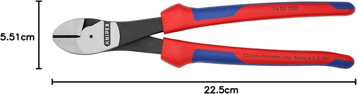 Knipex Kraft-Seitenschneider schwarz atramentiert, mit Mehrkomponenten-Hüllen 250 mm 74 02 250 atram