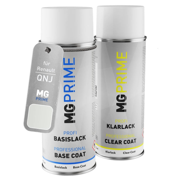 MG PRIME Autolack Sprühdosen Set für Renault QNJ Blanc Cristal/Pyrenees-Weiss Basislack Klarlack Spr