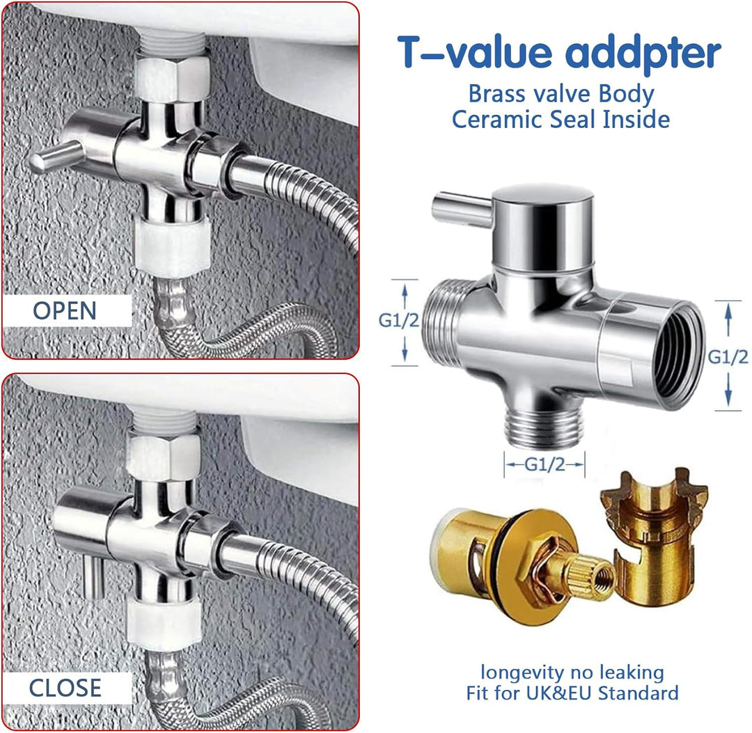 Bidet-Handbrause, Dualer Schalter Dualer Modus Hand Gehalten Bidet Sprayer Edelstahl Sprayer mit 49-