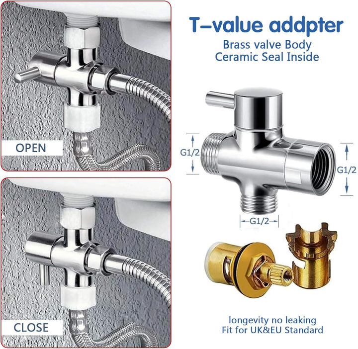 Bidet-Handbrause, Dualer Schalter Dualer Modus Hand Gehalten Bidet Sprayer Edelstahl Sprayer mit 49-