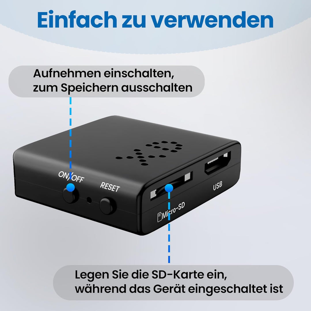 4K UHD Mini-Kamera – kabellose Kompaktkamera mit Akku, Nachtsicht, Bewegungserkennung, einfache EIN-