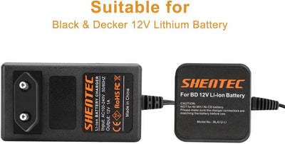 Shentec 12V Lithium akku Ladegerät für Black & Decker Ladegerät BL1110 BL1310 BL1510 LB12 LBX12 LBXR