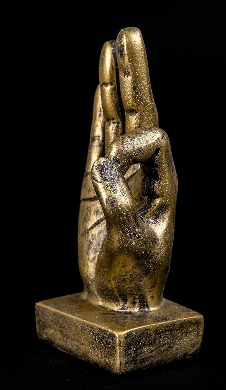 IDYL Moderne Skulptur Figur Resin Finger o.k. | goldfb. | Masse: 9x6x16,5 cm | Material: Polyresin (