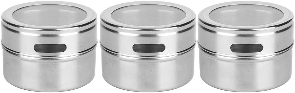 Tissting 3 Stück Gewürzdosen aus Edelstahl, Magnetische Gewürzdosen, Gewürz Topf Edelstahl Gewürzdos