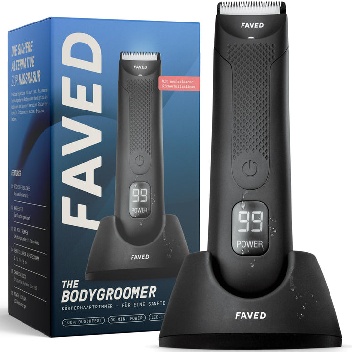 The Bodygroomer – Intimrasierer & Körperrasierer, duschfest, 90 Min. Laufzeit, LED-Leuchte, Ladestat