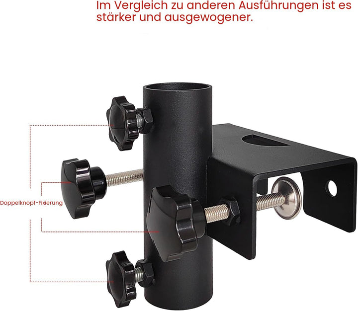 Robuster Balkonschirmhalter, Klemme, Gartenzaun, Sonnenschirm, Terrassendielen, Klemmbereich (20 mm