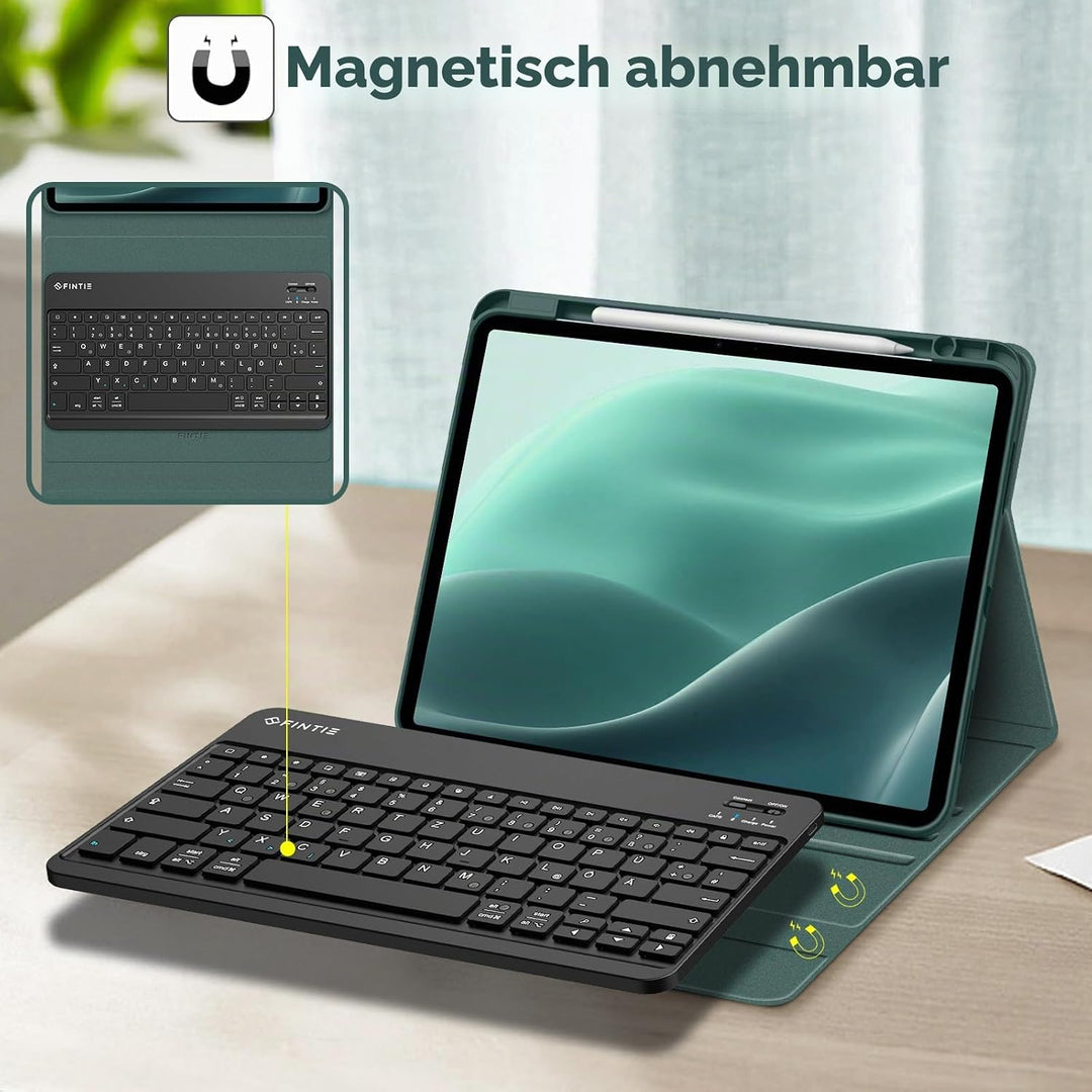 FINTIE Hülle mit Tastatur für iPad Air 13 Zoll M4/M3/M2 (2026/2025/2024), Soft TPU Rückseite Gehäuse