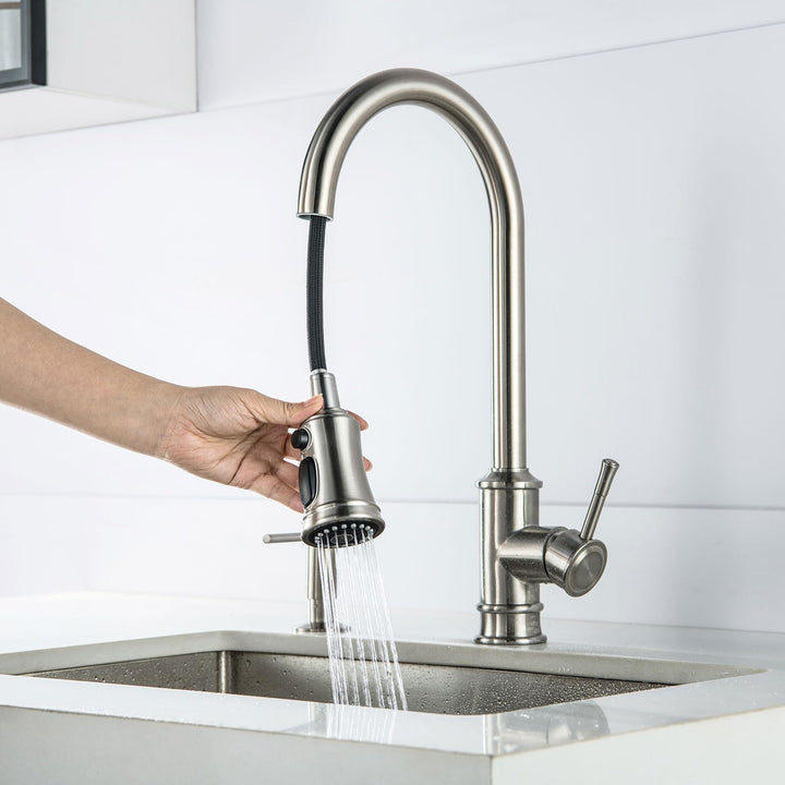 Vintage Wasserhahn Küche Mit Brause Ausziehbar,Küchenarmatur 360°Schwenkbar Spültischarmatur,Einhebe