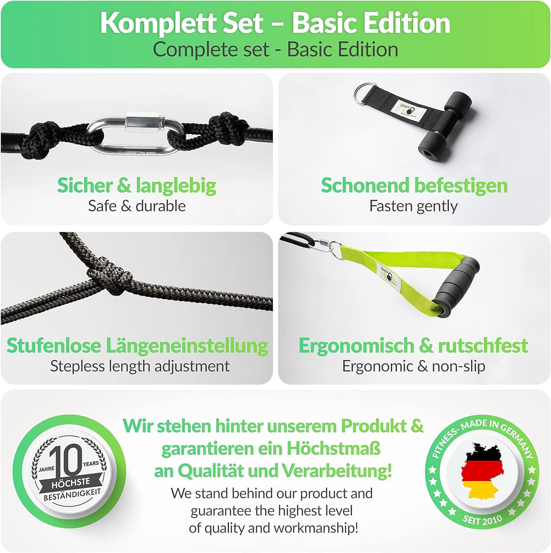 PREMIUM Schlingentrainer mit Umlenkrolle, Türanker, Poster, Trainingsplan, Befestigungsschlaufe| Mad