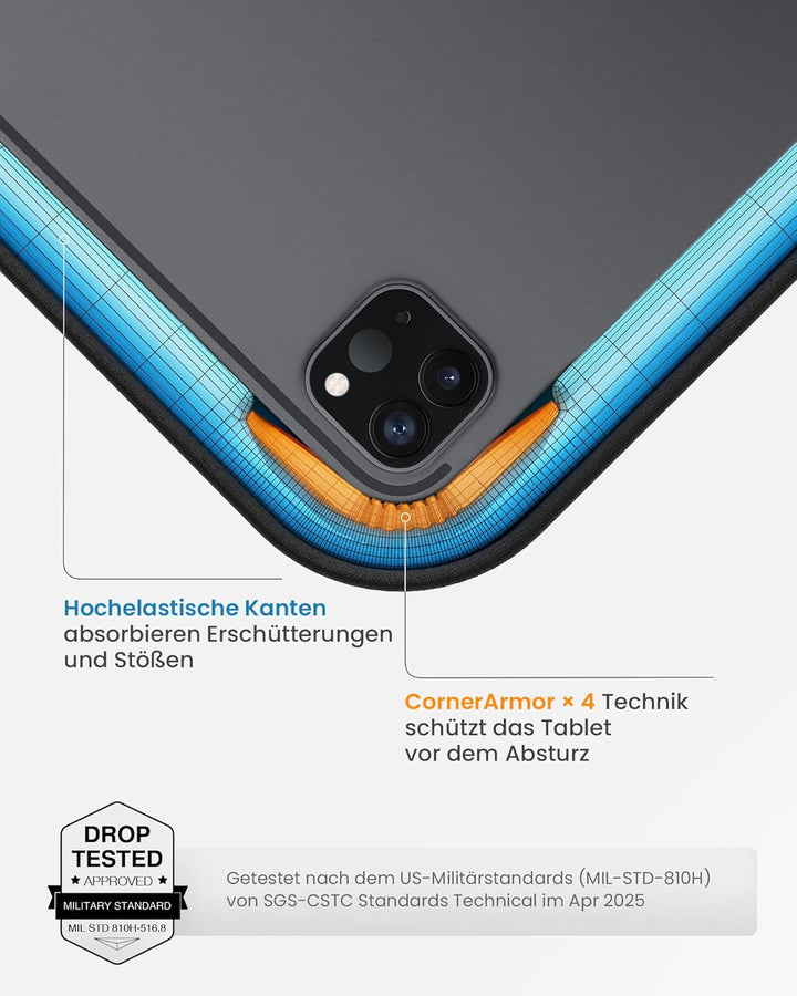 tomtoc 360° Tablet Tasche Hülle für 11 Zoll iPad Air M3/M2 2025-2024, 11 Zoll iPad Pro M4 OLED 2024,