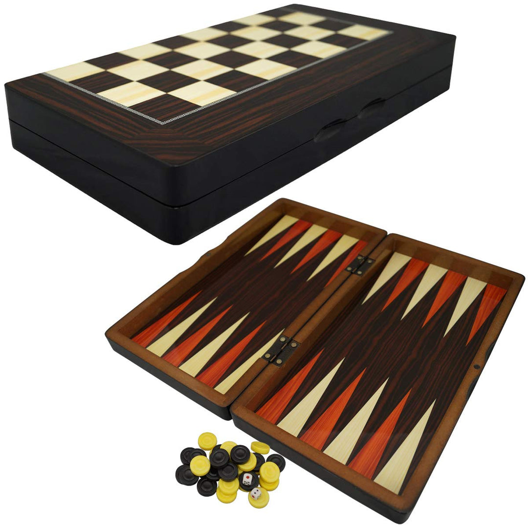 PrimoLiving Deluxe Holz Backgammon Set Porto - 38x48 cm - inklusive Schachbrett L Porto, L Porto