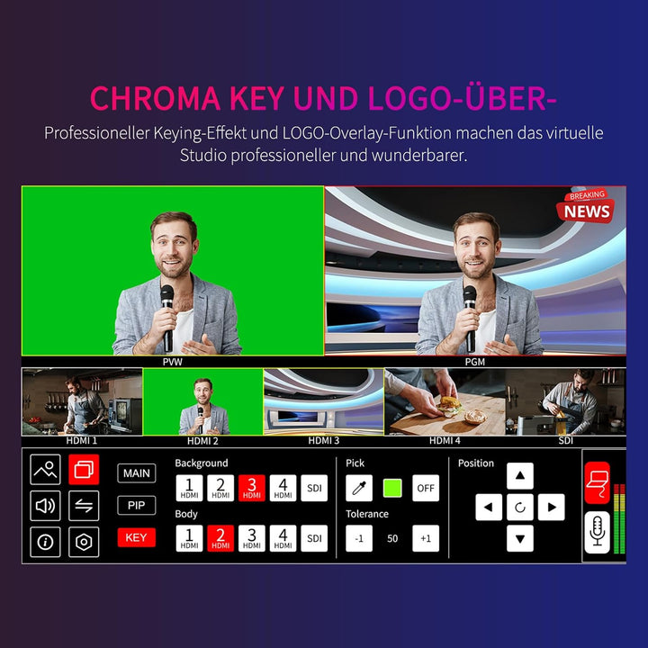 FEELWORLD L4 10,1 Zoll Touchscreen Video Switcher 10,1 Zoll Touchscreen, Echtzeit-Vorschau 5 Eingang