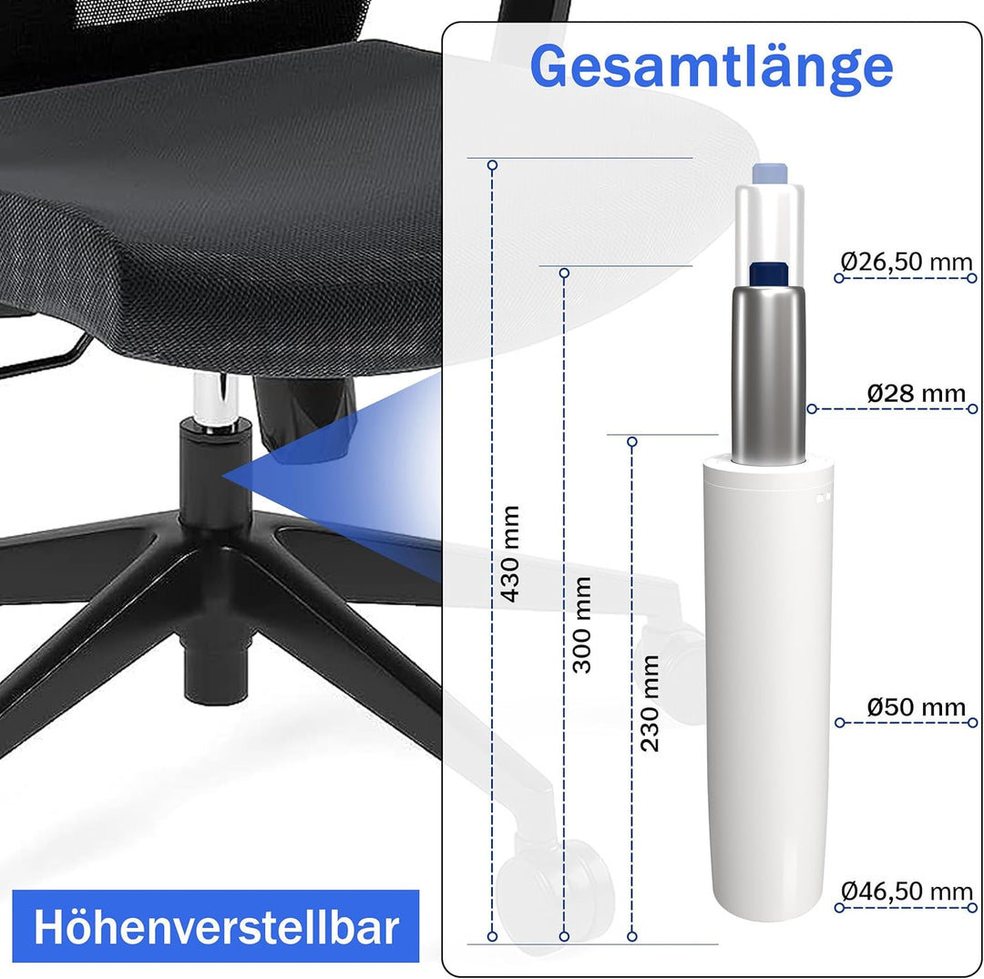 Gaslift Bürostuhl Gasfeder, Gasdruckfeder für Bürostuhl, Drehstuhl, Hocker, Barhocker 290-690mm Läng