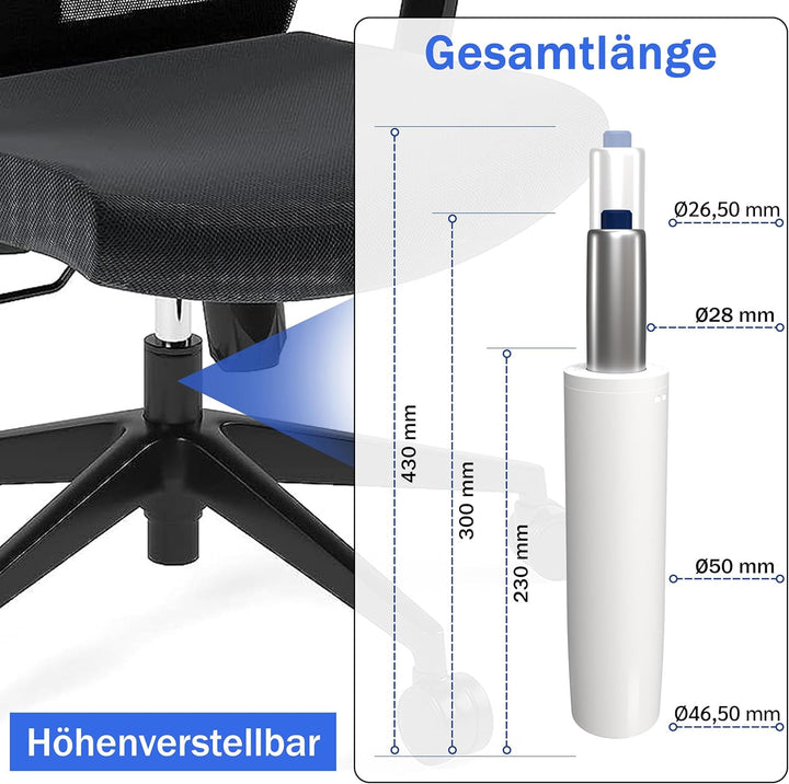 Gaslift Bürostuhl Gasfeder, Gasdruckfeder für Bürostuhl, Drehstuhl, Hocker, Barhocker 290-690mm Läng