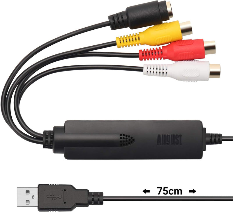 USB Video Grabber – August VGB350 Konverter mit Composite und S-Video Anschluss zum Digitalisieren v