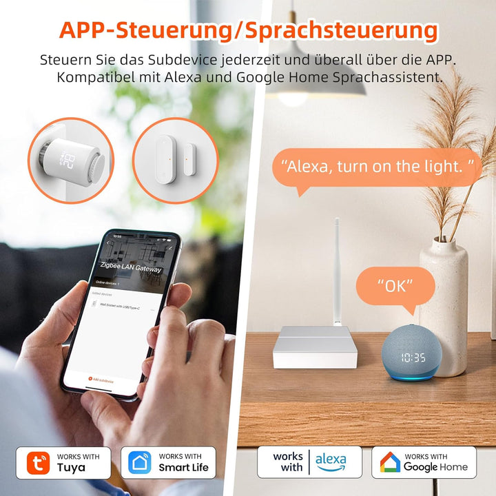 AVATTO Zigbee Gateway, Tuya Zigbee Gateway hub, über Smart Life-App Fernbedienung, (nur für Tuya und
