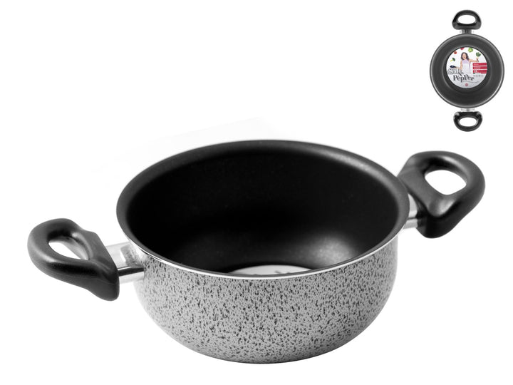 Home Salt Peper Kasserolle mit 2 Griffen, Antihaftbeschichtung, 18 cm, Aluminium, schwarz/grau 32x20