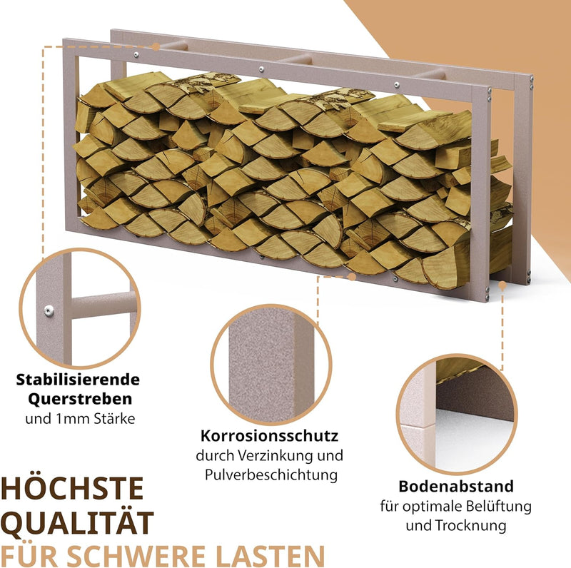 LAWA Living and Lifestyle Kaminholzregal VERZINKT 60x25x150 Feuerholzregal innen Brennholzregal auss