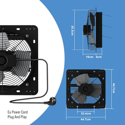 Aygrochy 350mm zu und abluftventilator, Industrie Wandventilator für Heizung, Kühlung, Booster, Wach