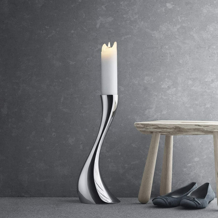 Georg Jensen Cobra Boden Kerzenhalter, Metall, Steel Silver, M, M