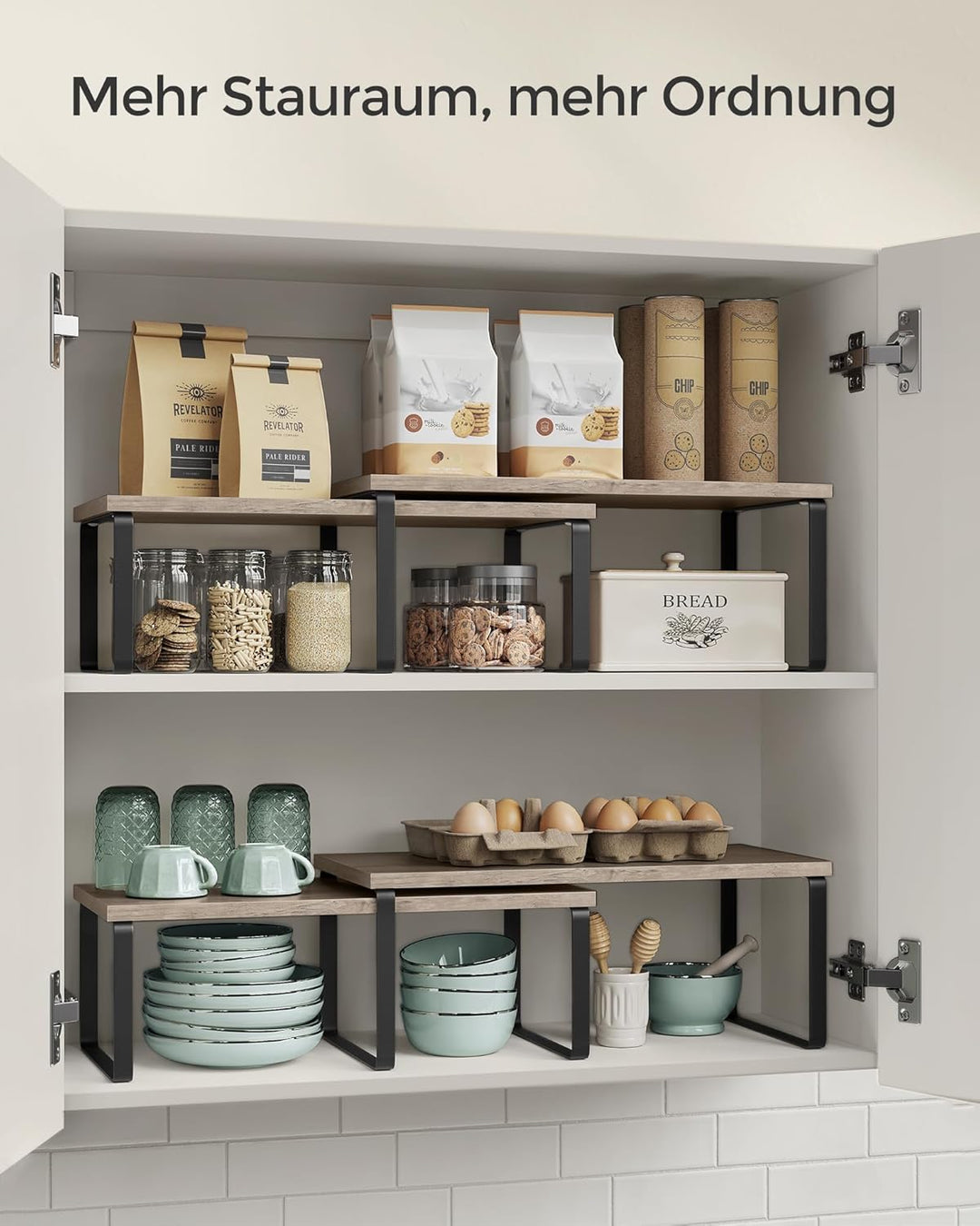 SONGMICS Gewürzregal, 2er Set Küchen-Organizer, Küchenregal, Schrank-Organizer Küche, erweiterbar, k