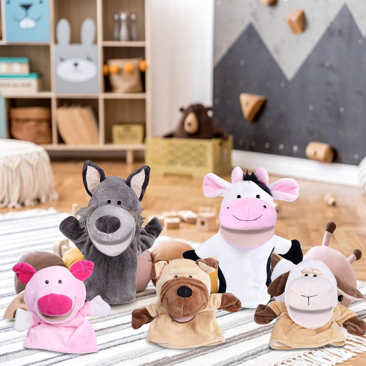 Tier-Handpuppen Farm Wildlife mit beweglichem offenem Mund, Plüsch-Spielzeug, Zoo-Freunde, perfekt z