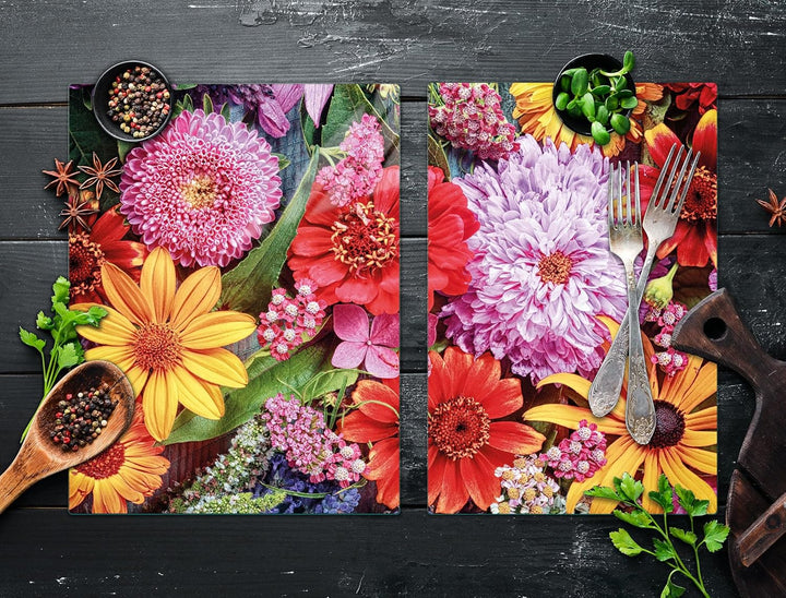 TMK ArtDeko Herdabdeckplatte 2 Teilig 40x52 + 35x52 cm - Spritzschutz Herdabdeckung – Herdschutz aus