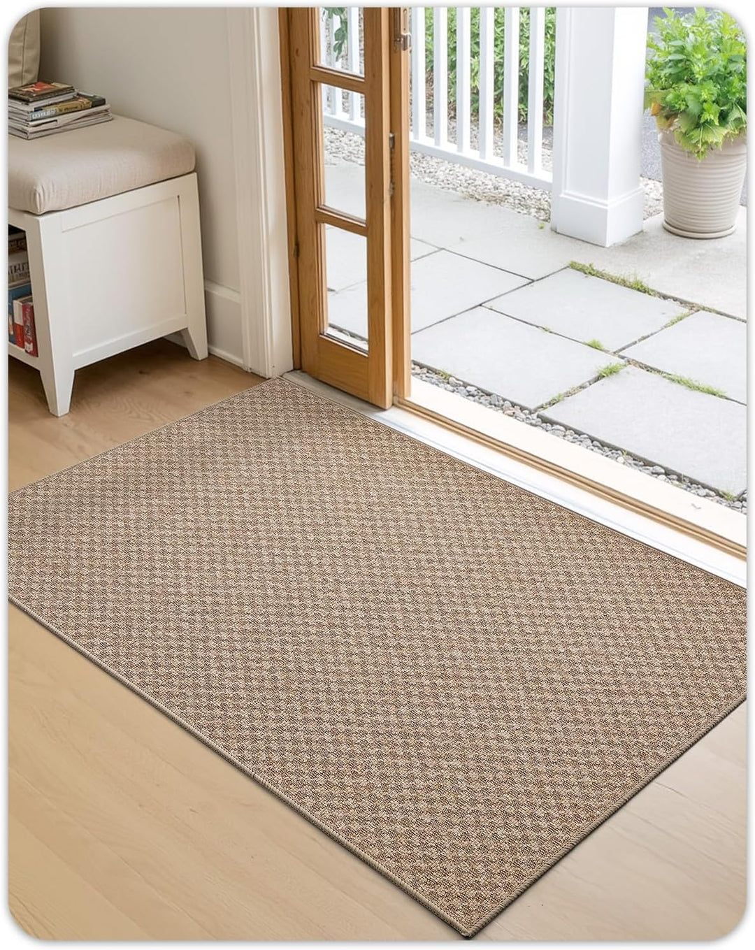 COLOR&amp;GEOMETRY Schmutzfangmatte Innen 90x140cm, Khaki Gitter,Fussmatte Innen 90x140cm Khaki Gitter,