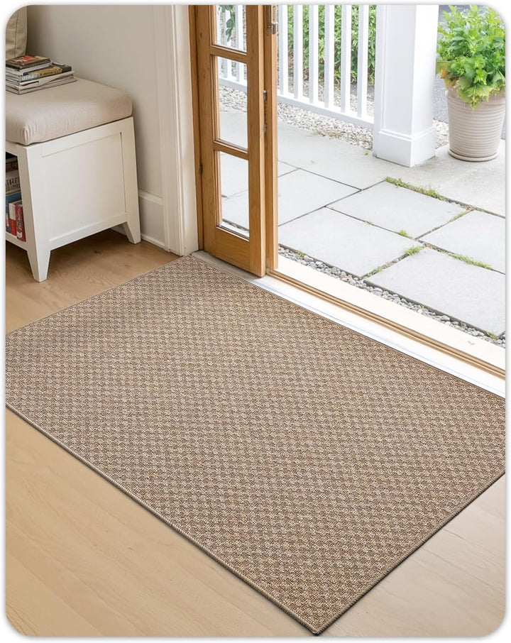 COLOR&amp;GEOMETRY Schmutzfangmatte Innen 90x140cm, Khaki Gitter,Fussmatte Innen 90x140cm Khaki Gitter,