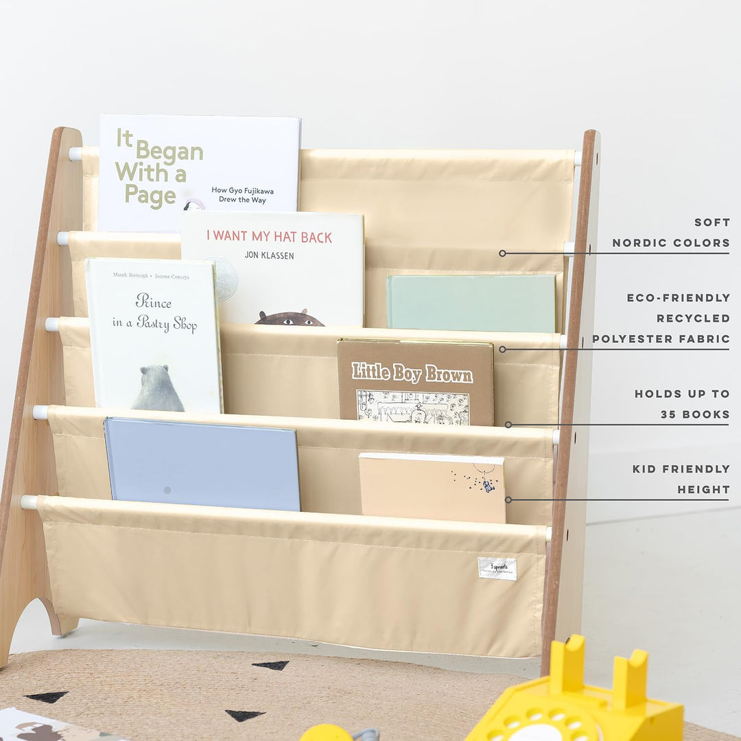 3 Sprouts Kinder Bücherregal aus Holz – Montessori Regal für Kinderzimmer - Beige, Beige