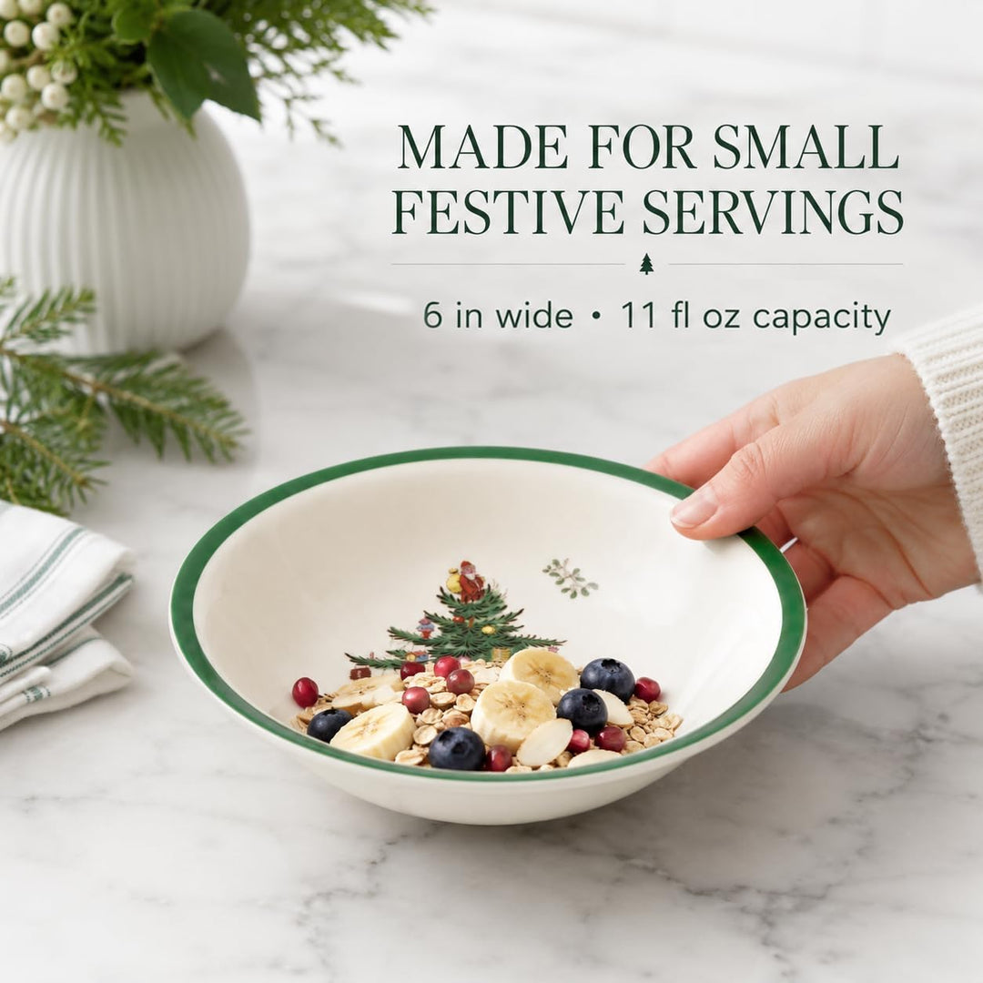 Portmeirion Spode Weihnachtsbaum, 5,5 Zoll Müslischalen Set, Steingut Schalen für Frühstück, Haferfl
